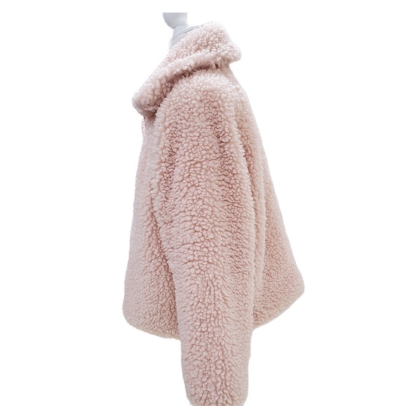 A New Day Light Pink Fuzzy Faux Fur Sherpa Women’s Jacket Coat Size Medium - Picture 4 of 16